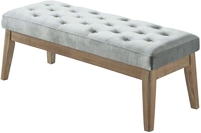 24KF Velvet Upholstered Buttons Tufted Entryway Bench - Image 4