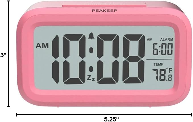 Peakeep Night Light Digital Alarm Clock Battery Operated Indoor Temperature | - Image 8