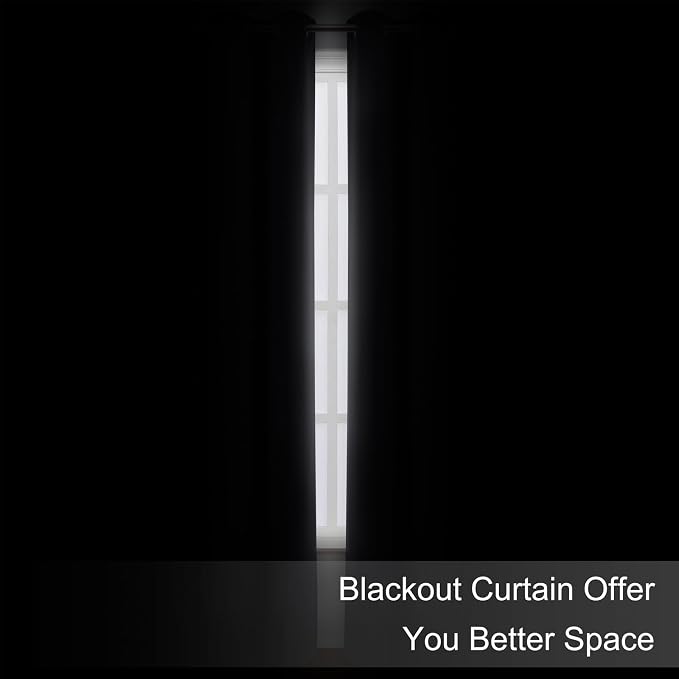 Blackout Curtains 66 x 72 Inch Long Dark Grey Curtains Set of 2 Panels Room - Image 3