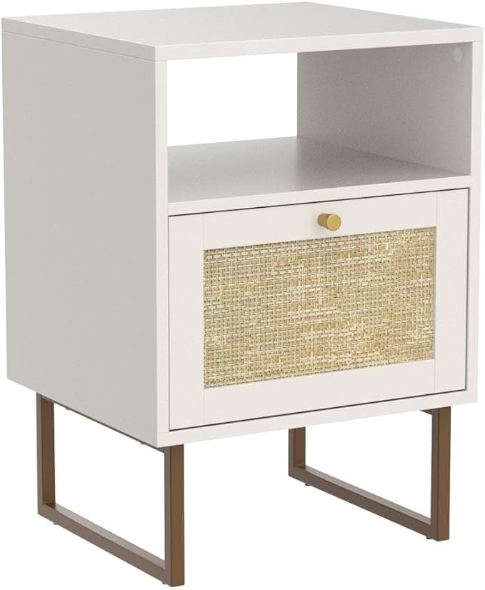Masupu Rattan Nightstand, Modern Boho Farmhouse Wood Bedside Table - Image 4