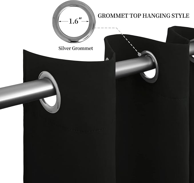 Easy-Going Thermal Grommet Blackout Curtains, 2 Panels 52x84 in, Noise Reduction - Image 5