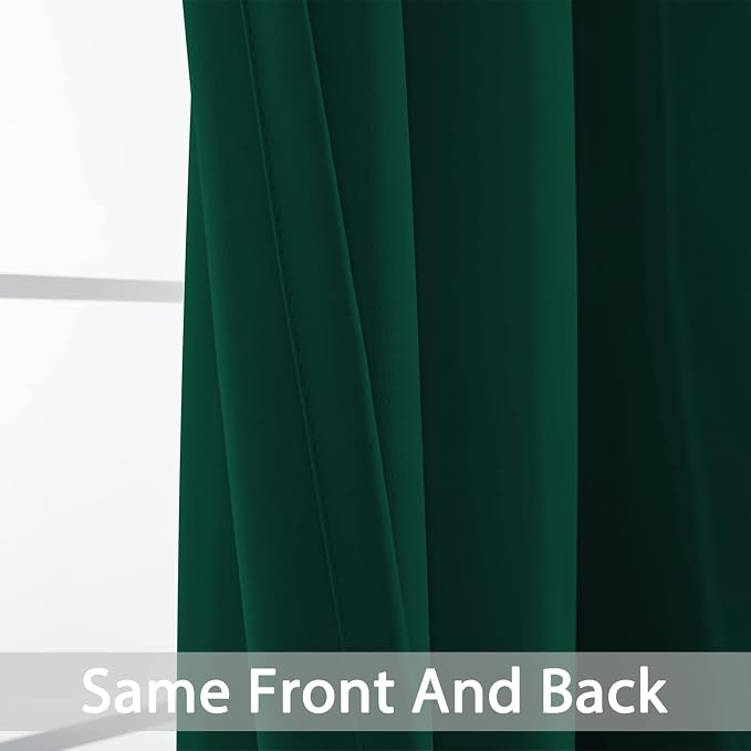Yakamok Blackout Curtains 38x84 inch Dark Green Thermal Drapes-Bedroom | 2 - Image 3