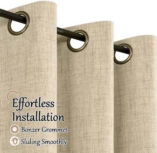 Linen Blackout Curtains 45 Inches Long, 2 Panels Each 52 Wide Burlap | Thermal - Image 5
