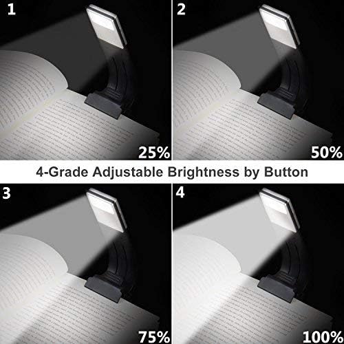 Book Light, LED Reading Lamp USB Rechargeable Flexible Night Light 4 Level - Image 6
