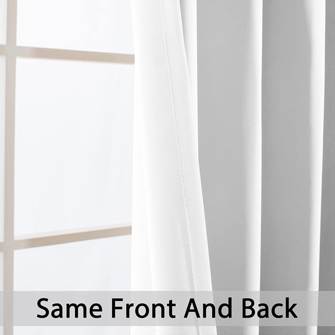 Yakamok Room Darkening Curtains 62x96 inch Length Pure White-Living Room | 2 - Image 6