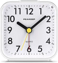 Peakeep Small Battery Operated Analog Travel Alarm Clock Silent | No Ticking by PEAKEEP