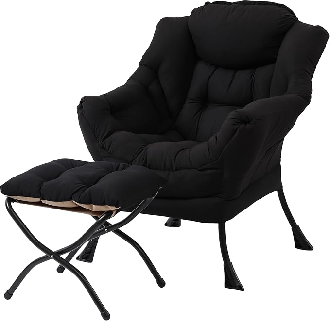 Welnow Lazy Chair with Ottoman, Reading Chair with Footrest, Foldable Footrest by LifeGetsBetterWithWelnow