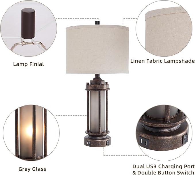 AIEAMPDO 25" Farmhouse Lamps for Living Room - Image 5