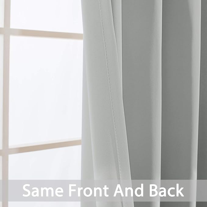 Yakamok Blackout Curtains 38x84 inch Light Grey Thermal Drapes-Bedroom | 1 panel - Image 5