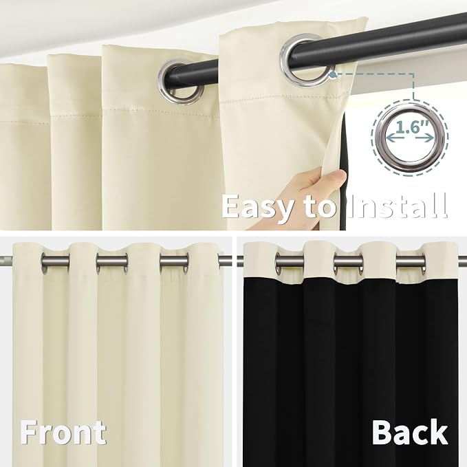BGment Thermal Insulated 100% Blackout Curtains 96 Inch Length 2 Panels - Image 6