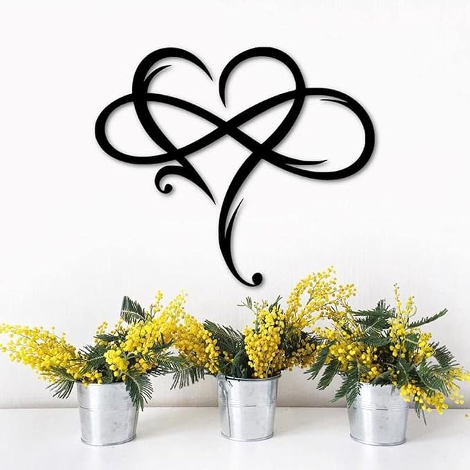 AOOLVY Infinity Heart Wall Decor, Unique Infinity Heart Metal Art Wall Decor - Image 3