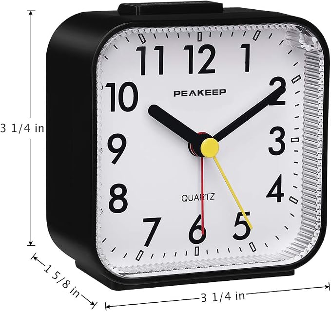 Peakeep Small Battery Operated Analog Travel Alarm Clock Silent | No Ticking - Image 7