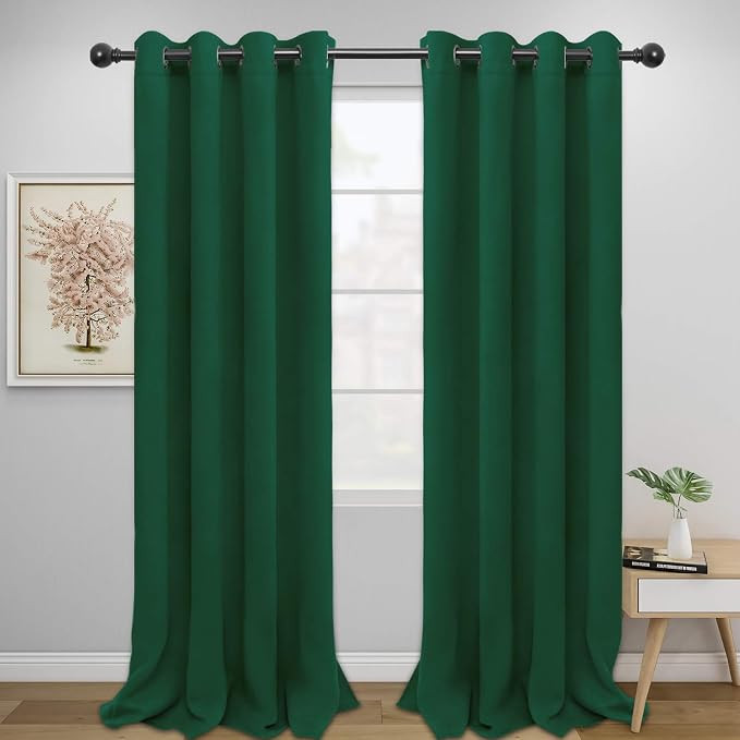 Easy-Going Thermal Grommet Blackout Curtains, 2 Panels 52x96 in, Dark Green | by Easy-Going