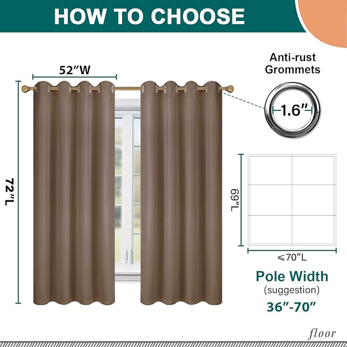 Diraysid 100% Blackout Curtains Cappuccino Linen Curtains - Image 5