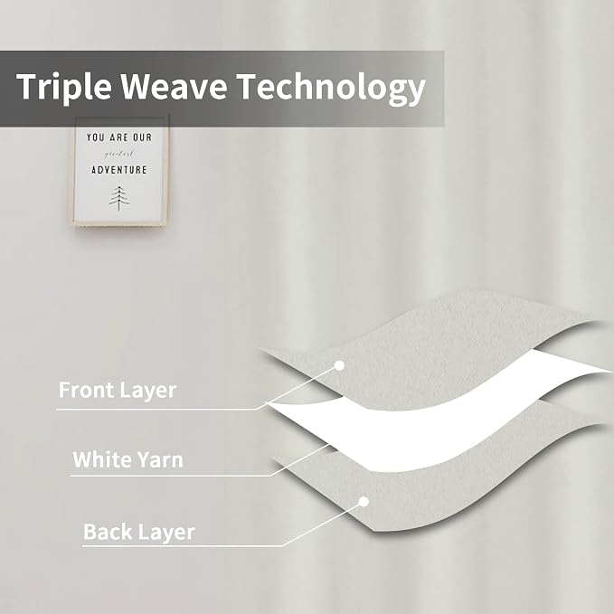 Easy-Going Thermal Grommet Curtains, 2 Panels 52x96 in, Ivory | Washable - Image 3