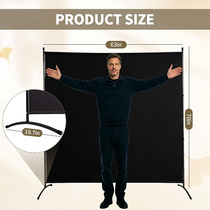 Extra-Wide Single Room Divider, Portable Privacy Screen - Image 2