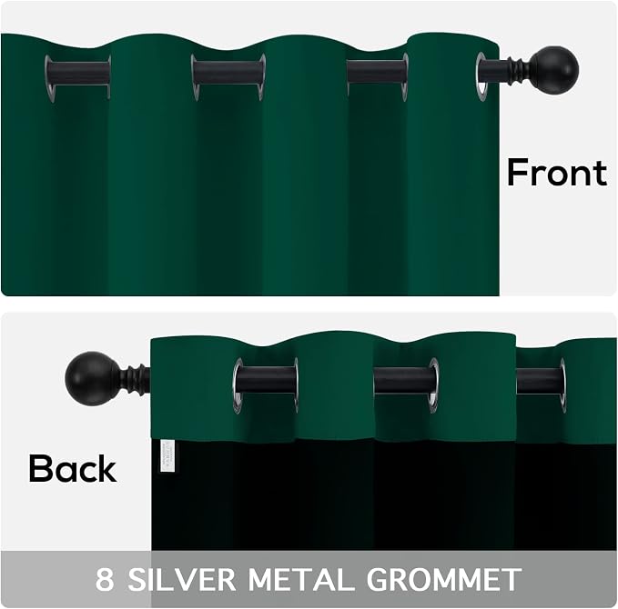 Yakamok 100% Blackout Curtains for Bedroom 84 Inch Length, Emerald Green Total - Image 6