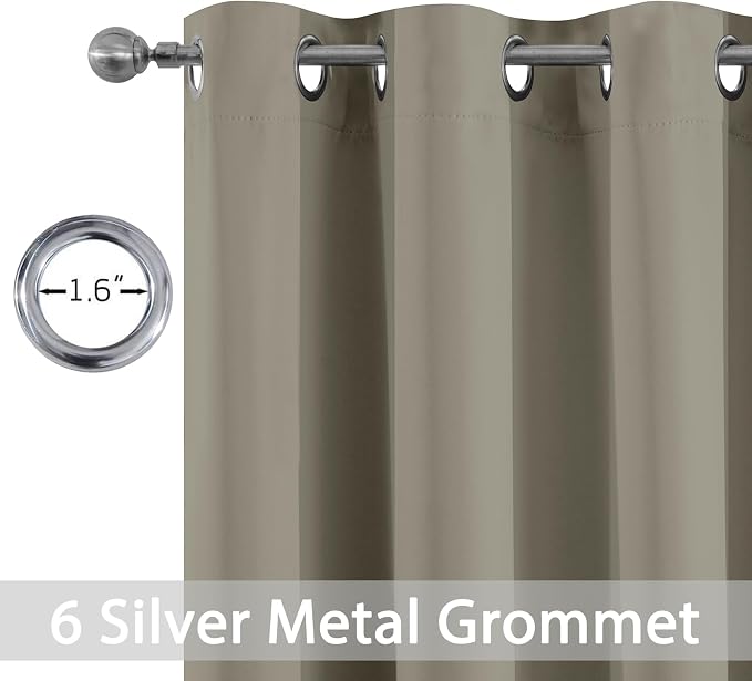 Yakamok Blackout Curtains 38x84 inch Taupe Thermal Drapes-Bedroom | 2 panels - Image 2