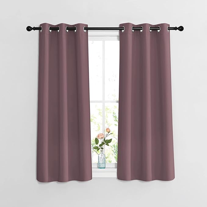 NICETOWN Blackout Dry Rose Curtains 48 inch Length by NICETOWN