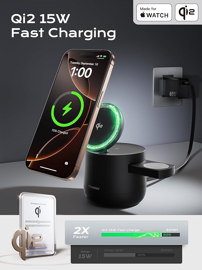 4 in 1 Qi2 Magnetic Wireless Charging Station, 15W Fast Charger - Image 4