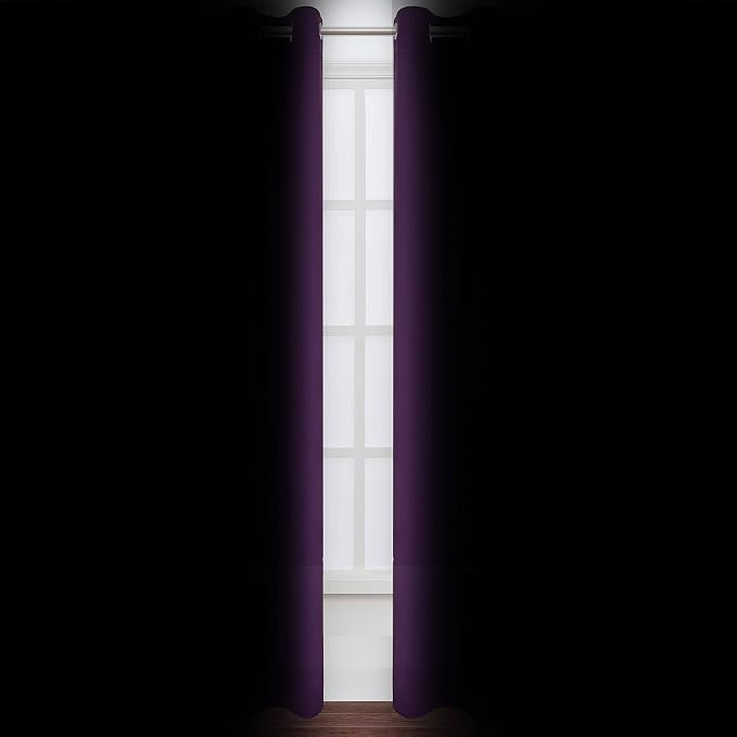 Purple Thermal Blackout Curtains/42 x 95 Inch/Set of 2 Panels Room Darkening - Image 3