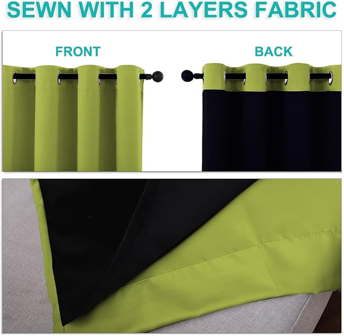 NICETOWN Full Shading Curtains for Windows, Fresh Green, 70 inches W x 95 - Image 5