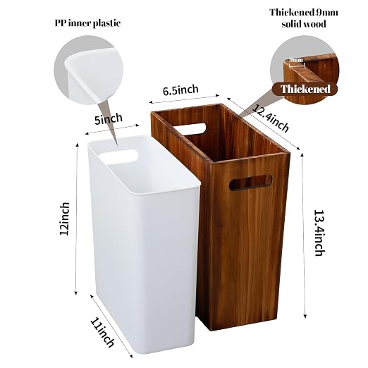 Coeusy 3 Gallon Wooden Trash Can - Image 4