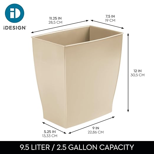 iDesign Small Plastic Bathroom Trash Can, Slim Rectangle - Image 4