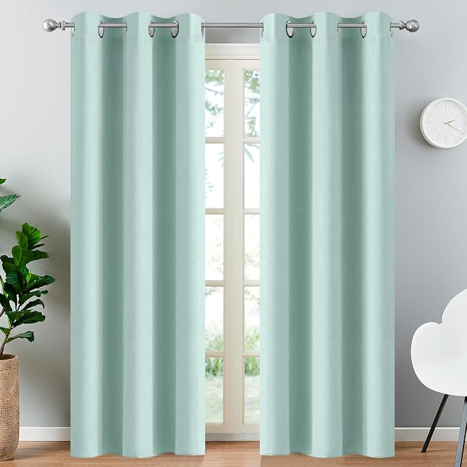 Yakamok Blackout Curtains 38x90 inch Aqua Thermal Drapes-Bedroom | 2 panels by Yakamok