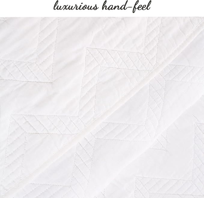 Cozy Line Home Fashions 100% Cotton Geometric Modern Zig Zag Stitch Solid White - Image 7