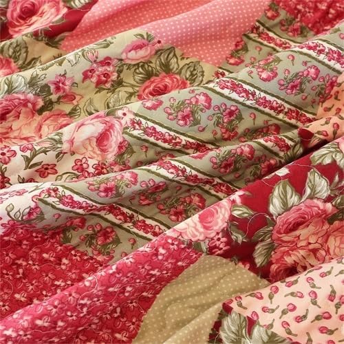 Cmfshape Summer Floral Queen Quilted Bedspread, Romantic Pink Quilt Set Full - Image 9