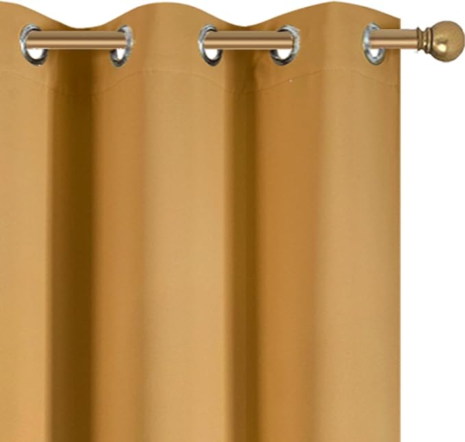 Diraysid Mustard Yellow Grommet Blackout Curtains - Image 6