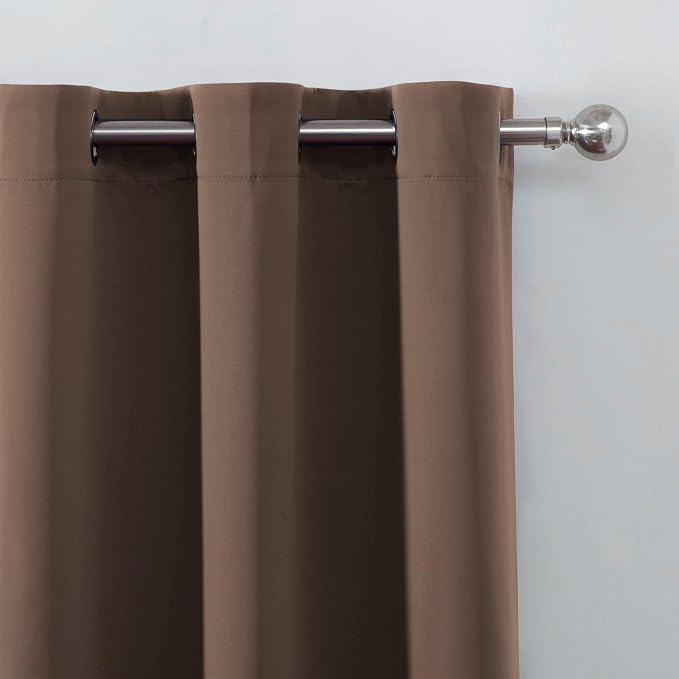 Chocolate Brown Blackout Curtains 34 x 54 Inch Length/Set of 2 Curtain - Image 6