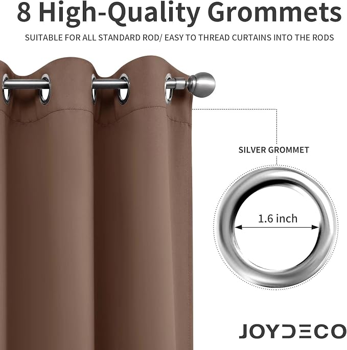 Joydeco Blackout Curtains 90 inch Long 2 Panels Set, Thermal Insulated Long - Image 2