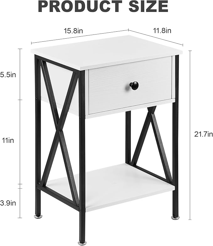 VECELO Nightstands Set of 2, Modern Bedside End Tables, Night Stands - Image 3