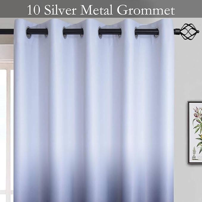 SimpleHome Ombre Gradient Black White to Gray Curtains - Image 4