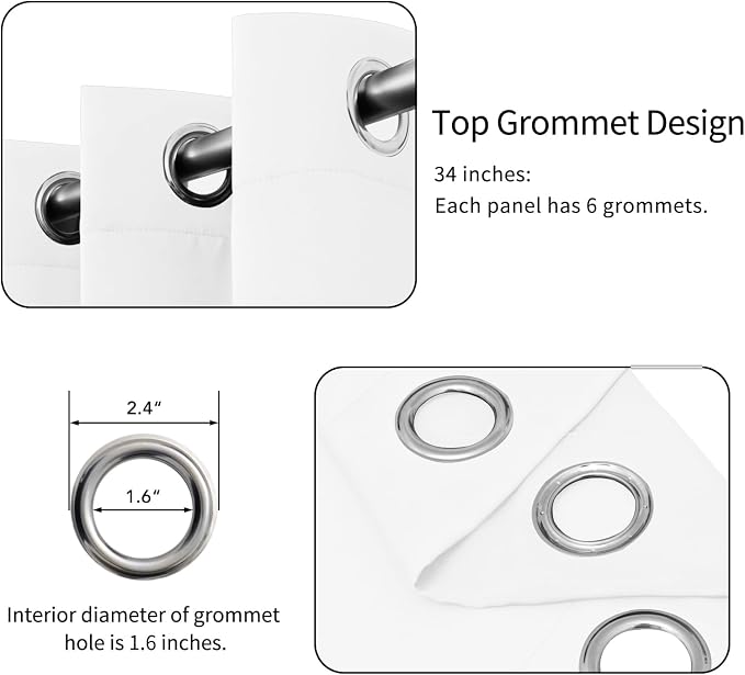 Easy-Going Thermal Grommet Curtains, 2 Panels 34x72 in, Noise Reduction - Image 4