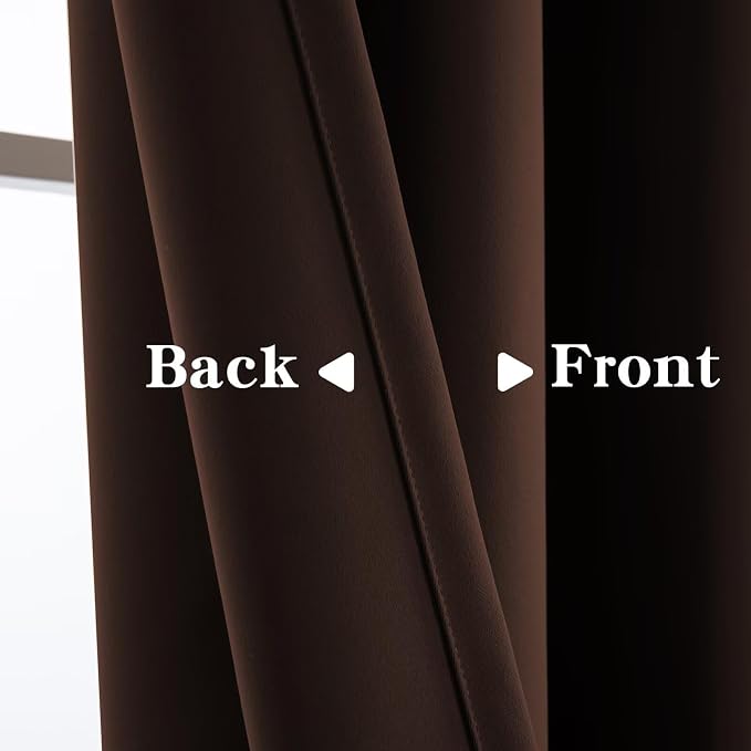 IGEMAEVE Blackout Curtains for Bedroom Rod Pocket Chocolate 52" W x 108" L | - Image 4