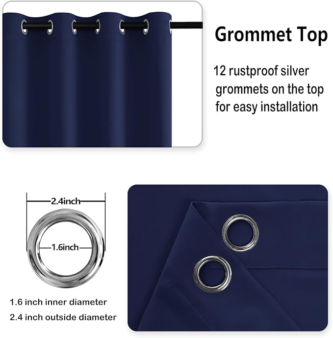 DWCN Grommet Blackout Curtains for Bedroom Thermal Insulated & Room Darkening - Image 5