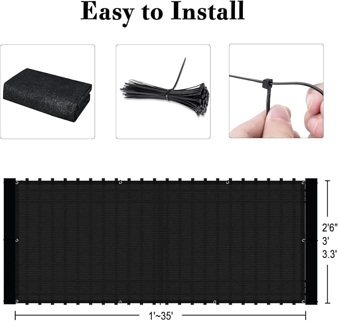Custom Size 3'x6' Black Balcony Privacy Screen 90% UV Block | Windscreen Fence - Image 3