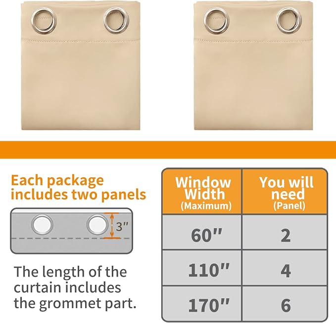 YoungsTex 100% Blackout Curtains 54 Inch Length 2 Panels, Room Darkening Drapes - Image 6