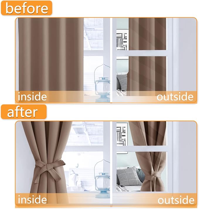 Blackout Curtains for Bedroom and Living Room, Cappuccino W38 x L72 | Light - Image 4