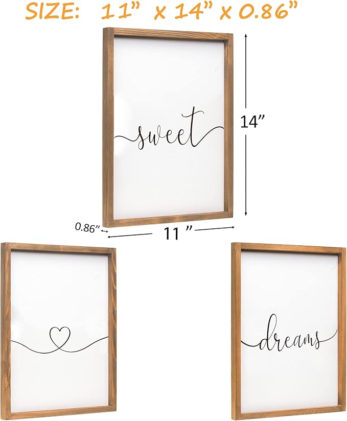 Houmury Set of 3 Sweet Dream Sign Bedroom Wall Decor Above Wed Wall Sign - Image 5