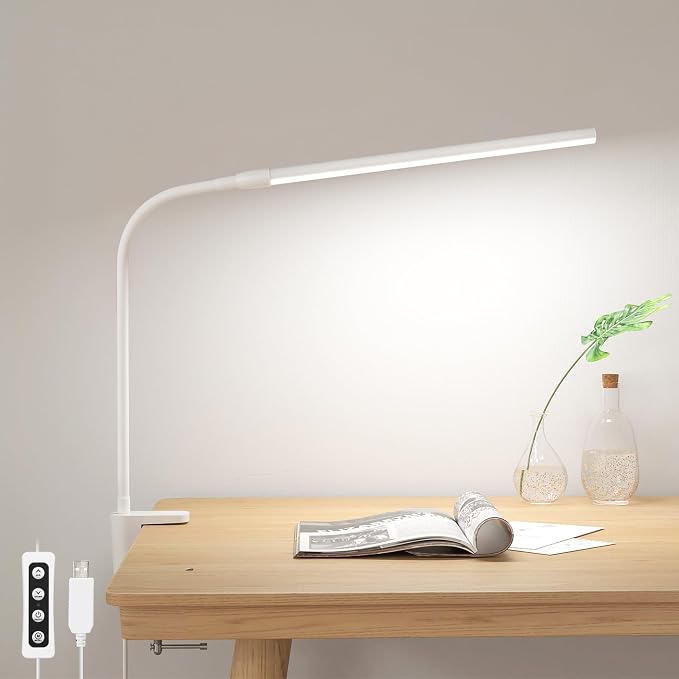 Lepro Small Desk Lamp with Clamp, LED Reading Lamps, Dimmable USB Clip on Desk by Lepro