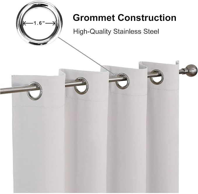 CUCRAF Grayish White Blackout Curtains 63 Inches Long, Thermal Insulated Noise - Image 3