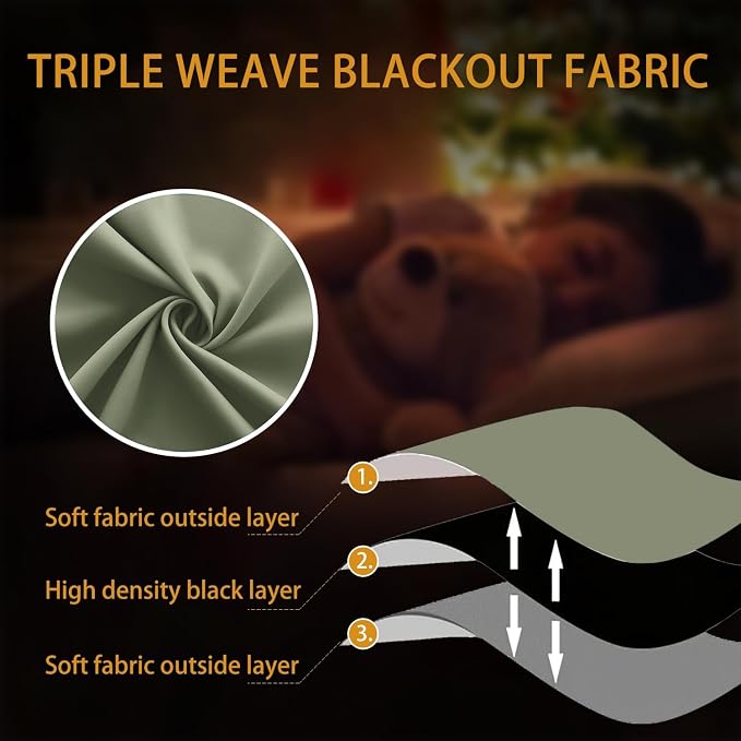 KOUFALL Dark Sage Green Curtains 108 Inches Long, Boho Room Darkening Thermal - Image 7
