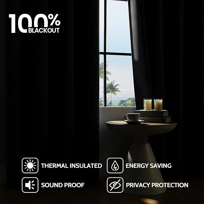 COSVIYA 100% Blackout Dove Grey Linen Curtains & Drapes 63 Inch Length | Light - Image 2