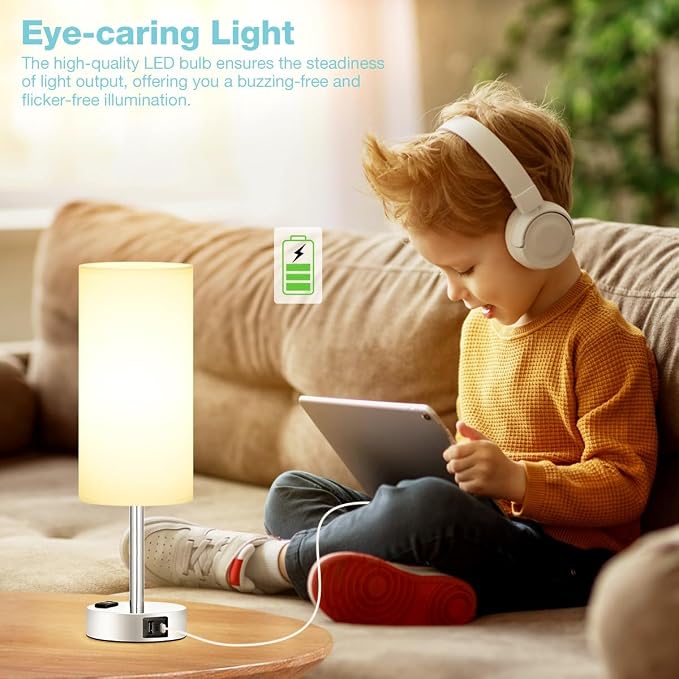 White Touch Bedroom Table Lamp - Image 4