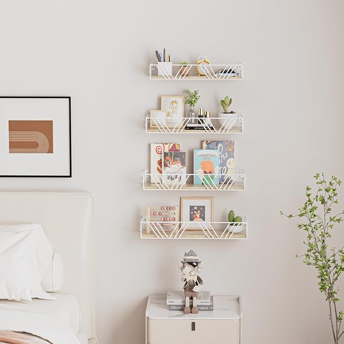 Amaoot Floating Shelves for Wall Set of 4, Wall Shelf Wood Floating Shelf | - Image 3