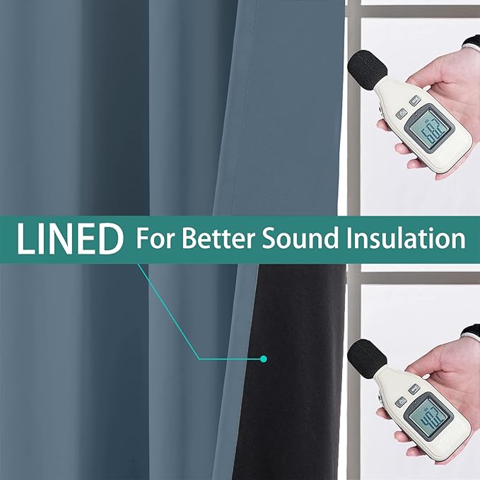 Yakamok Stone Blue 100% Blackout Curtains 45 Inches Long 52" Wide 2 Panel | - Image 4
